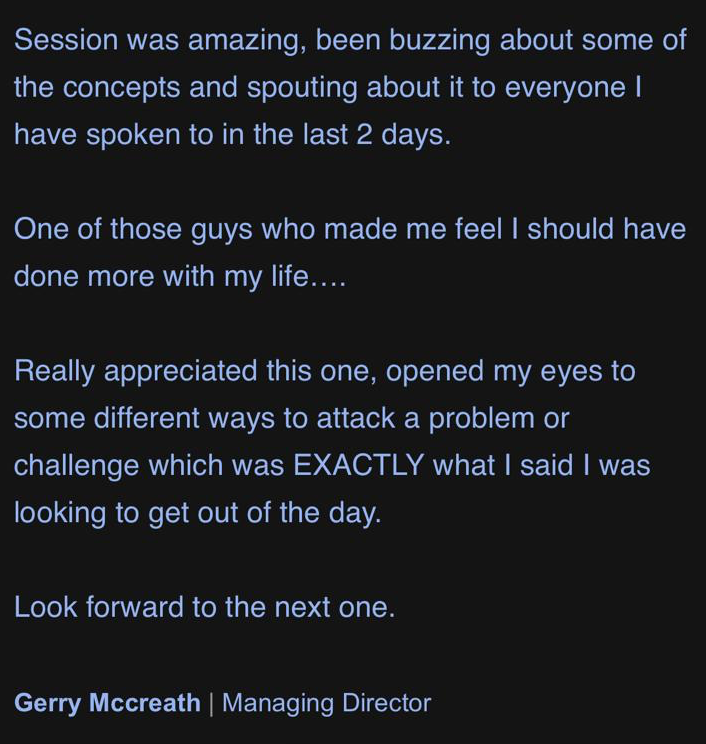 Email from Gerry McCreath, Managing Director