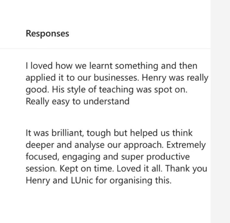 Loughborough University session feedback