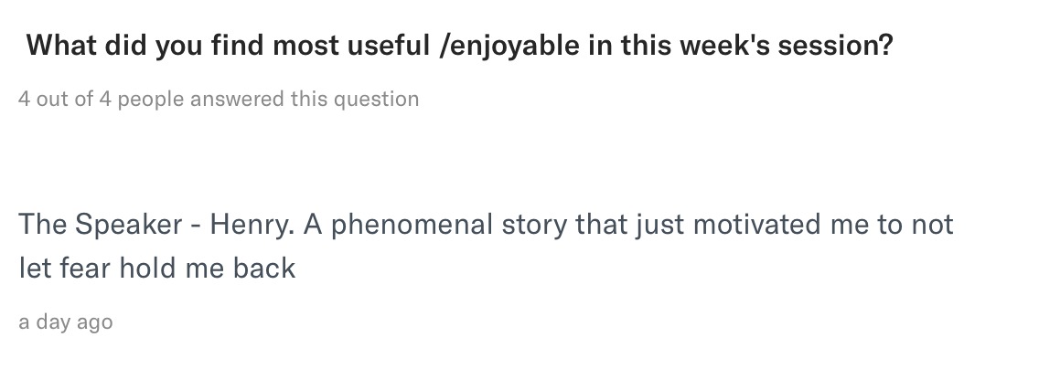 Survey feedback - A phenomenal story that motivated me