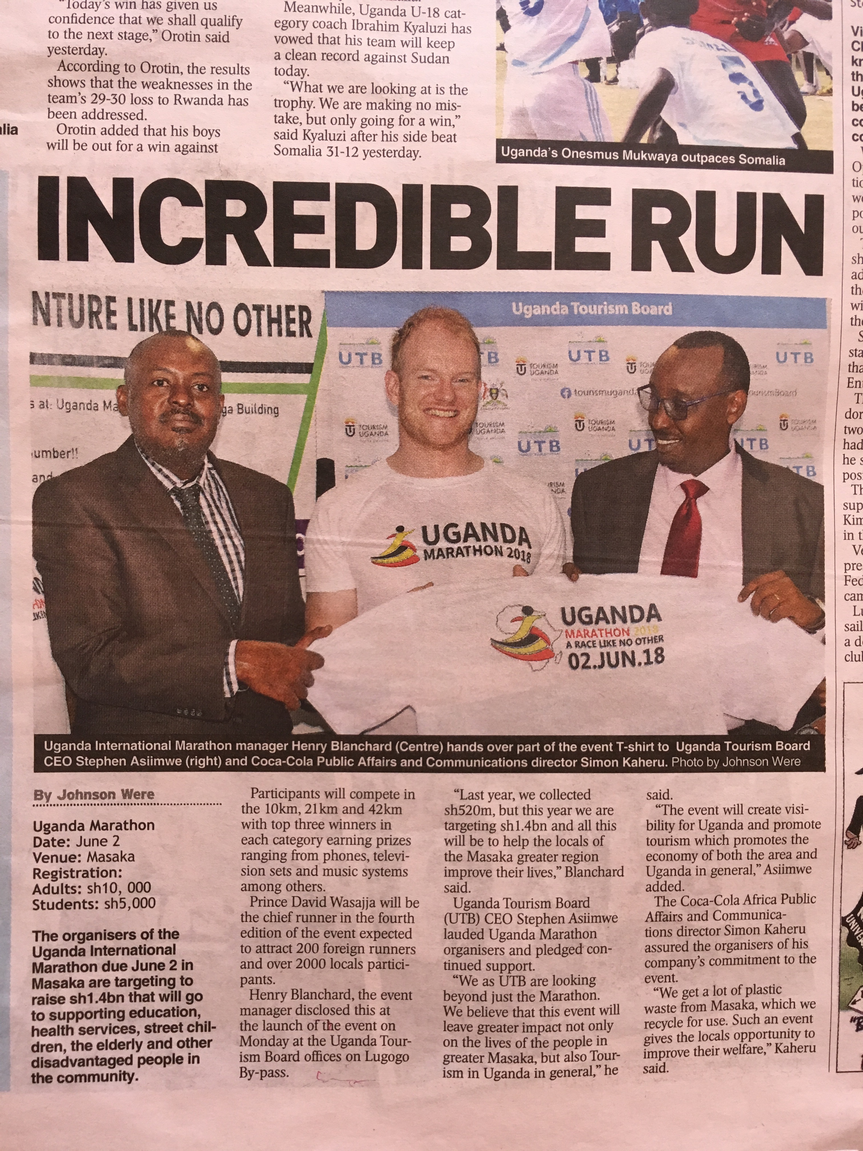 Uganda Marathon newspaper coverage